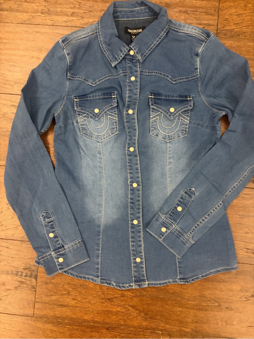 True Religion Blue Denim Western Snap-Front Jean Jacket